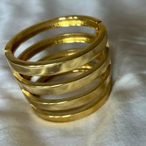 Gold Multi-bar Hinged Bangle - BRACELET